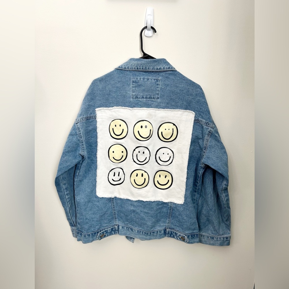 Alter’d state Denim Jacket with Smiley Patch - image 1